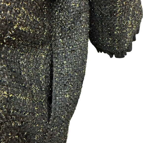 Caroline Rose Evening Jacket Plus Size 2X Black Gold Tweed Long Duster Blazer - Picture 9 of 13